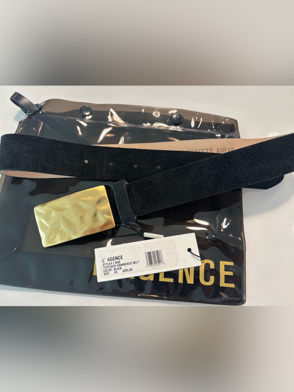 NWT L'AGENCE Chara women's textured hammered belt in Black XS - Picture 3 of 3